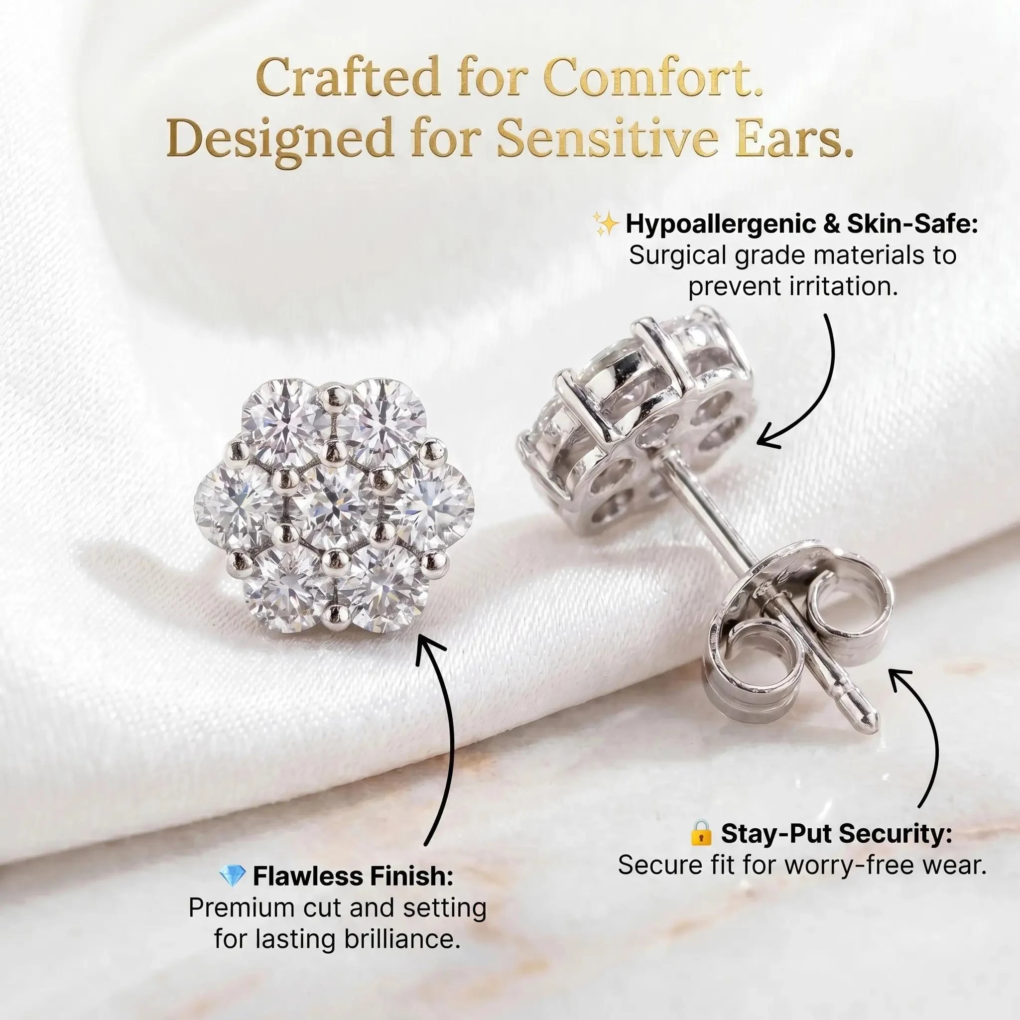 🔥 Final Flash Sale: 90% OFF - The "Zero-Fatigue" Brilliant Cluster Earrings