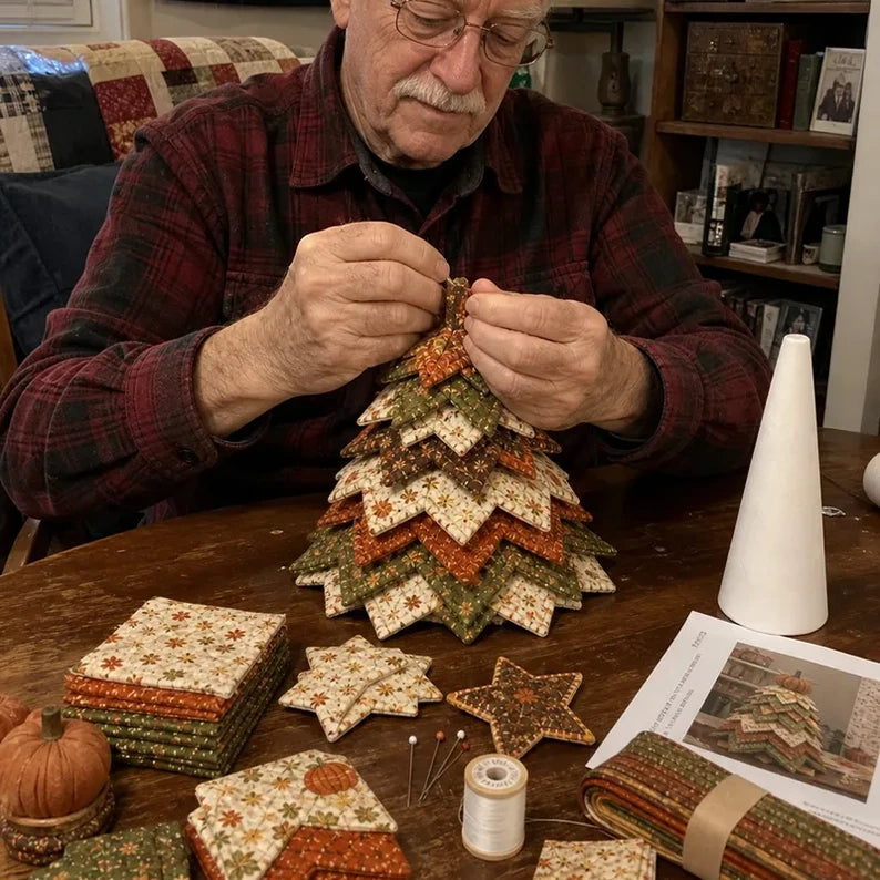 🎄Americana Christmas Tree Quilt Kit – Easy Layered Fabric Holiday Décor for Quilting Lovers
