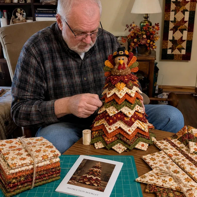 🎄Americana Christmas Tree Quilt Kit – Easy Layered Fabric Holiday Décor for Quilting Lovers