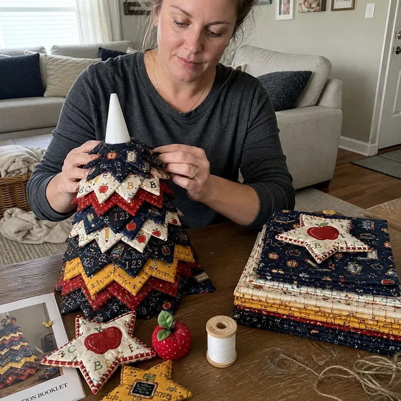 🎄Americana Christmas Tree Quilt Kit – Easy Layered Fabric Holiday Décor for Quilting Lovers
