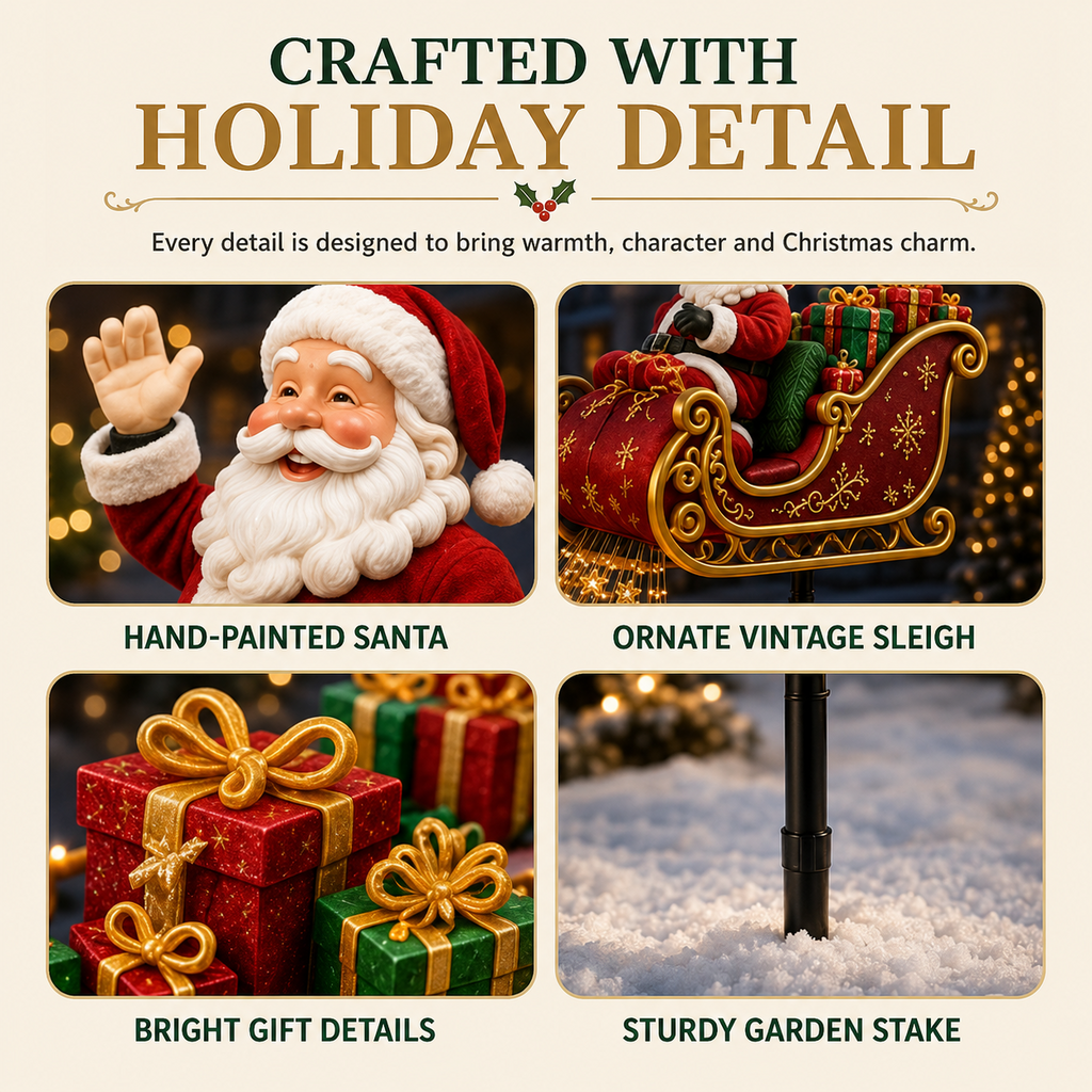 ✨🎅✨ 2026 New Santa's Flying Sleigh Gift Cascade – Solar Christmas Garden Light