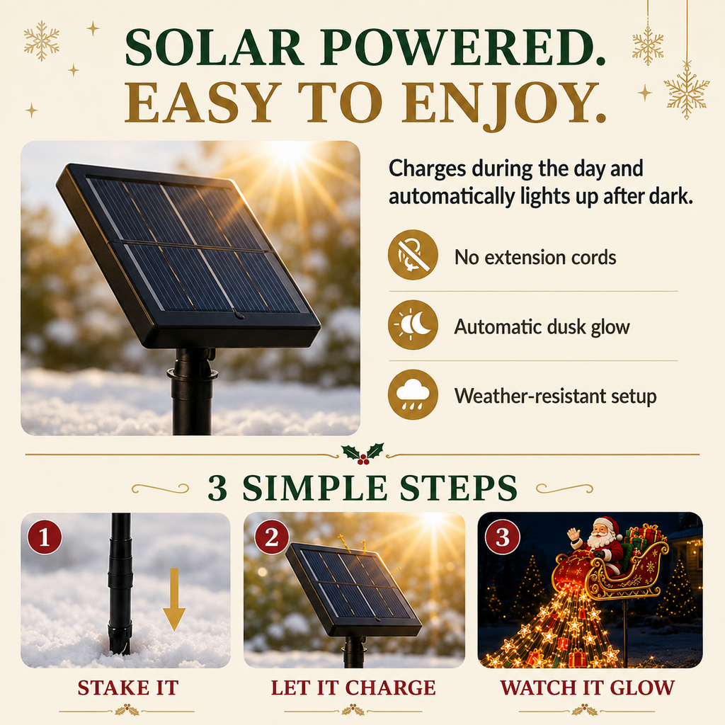 ✨🎅✨ 2026 New Santa's Flying Sleigh Gift Cascade – Solar Christmas Garden Light