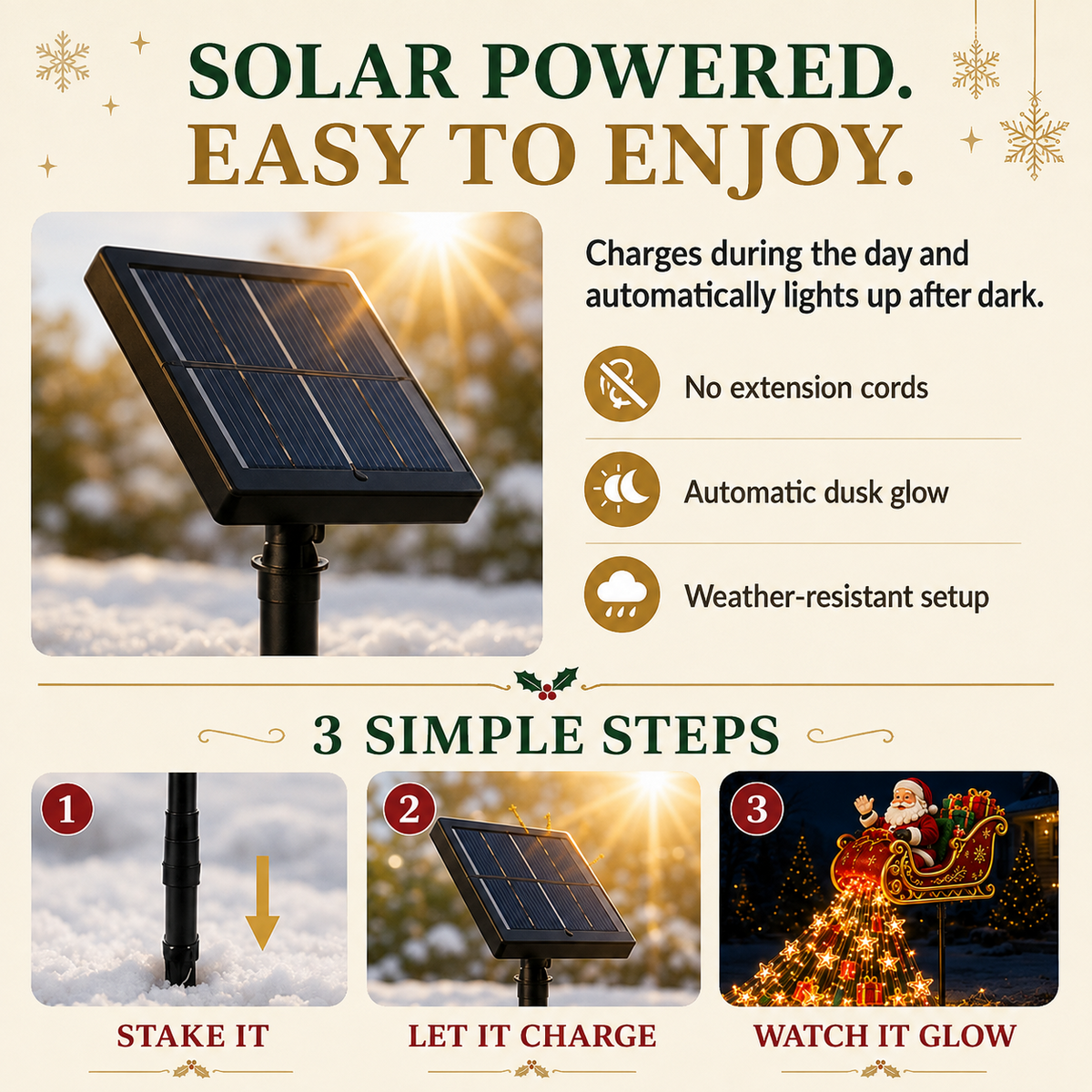 ✨🎅✨ 2026 New Santa's Flying Sleigh Gift Cascade – Solar Christmas Garden Light