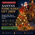 ✨🎅✨ 2026 New Santa's Flying Sleigh Gift Cascade – Solar Christmas Garden Light