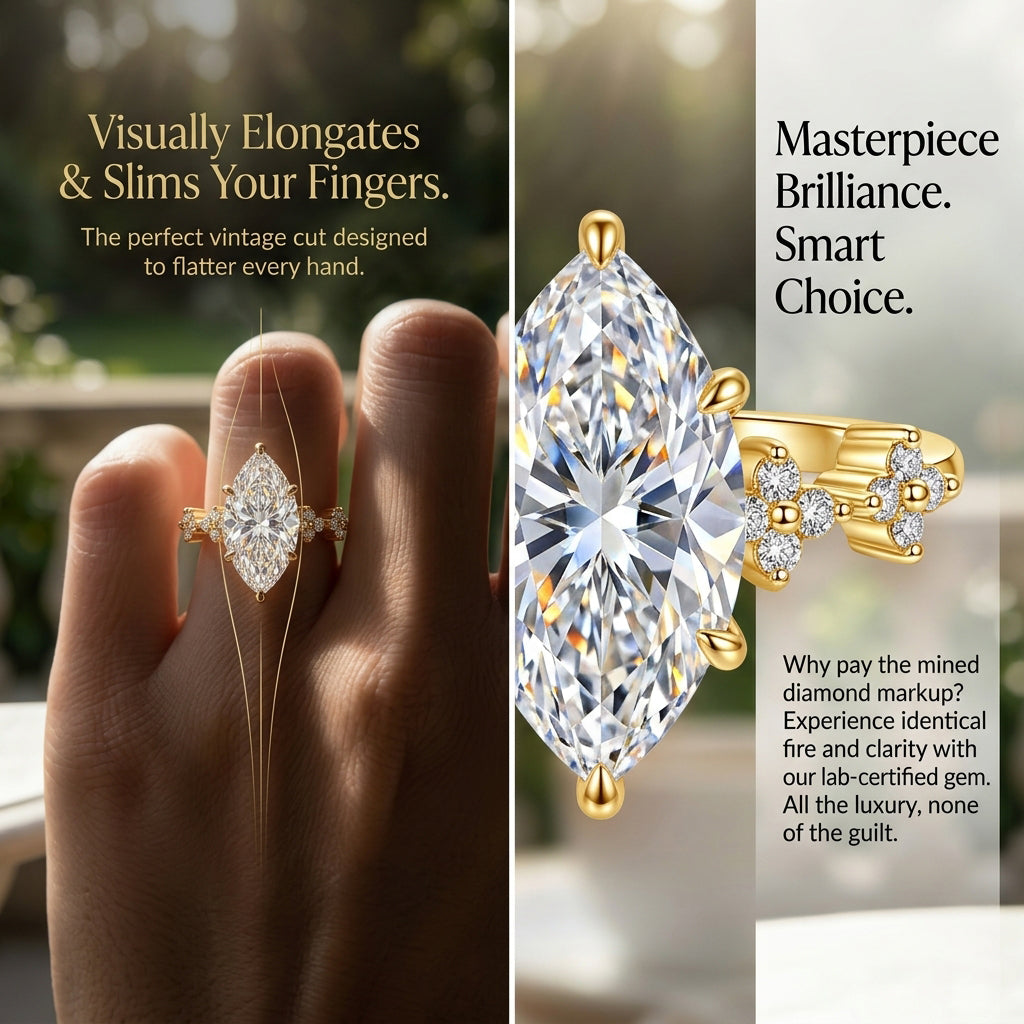 🚨LAST DAY 90% OFF-5ct Marquise Ring - Visually Slims Your Fingers