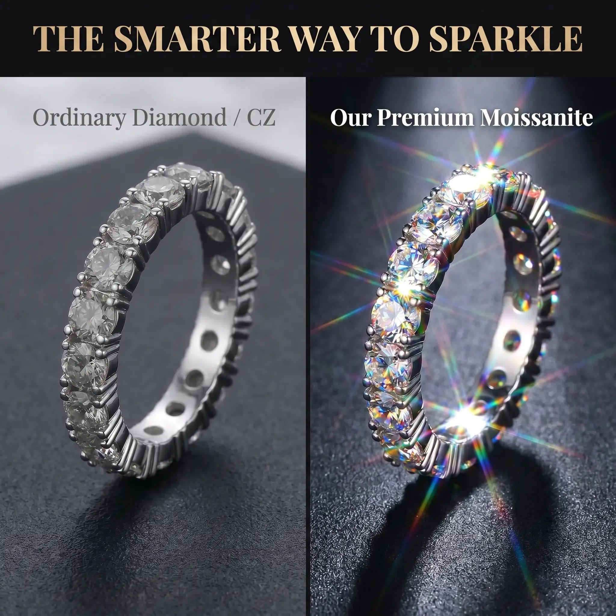 🔥 LAST DAY 90% OFF: Artisan Seamless Micro-Pavé Snag-Free Comfort-Fit Flawless Full-Circle Moissanite Eternity Band in Premium 925 Sterling Silver