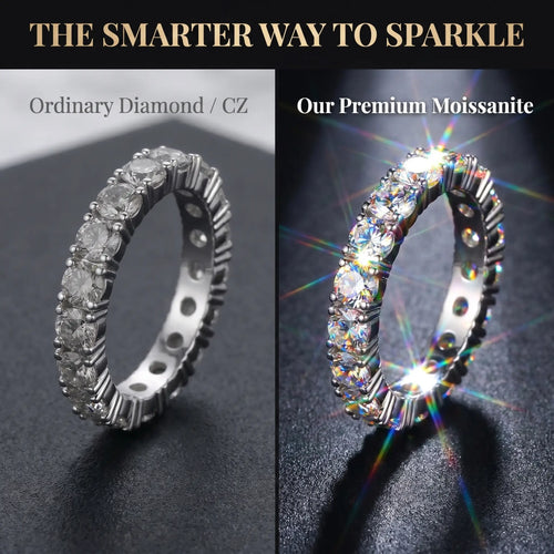 🔥 LAST DAY 90% OFF: Artisan Seamless Micro-Pavé Snag-Free Comfort-Fit Flawless Full-Circle Moissanite Eternity Band in Premium 925 Sterling Silver