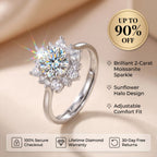 🔥Today Only: 90% OFF-2-Carat Moissanite Sunflower Halo Adjustable Ring