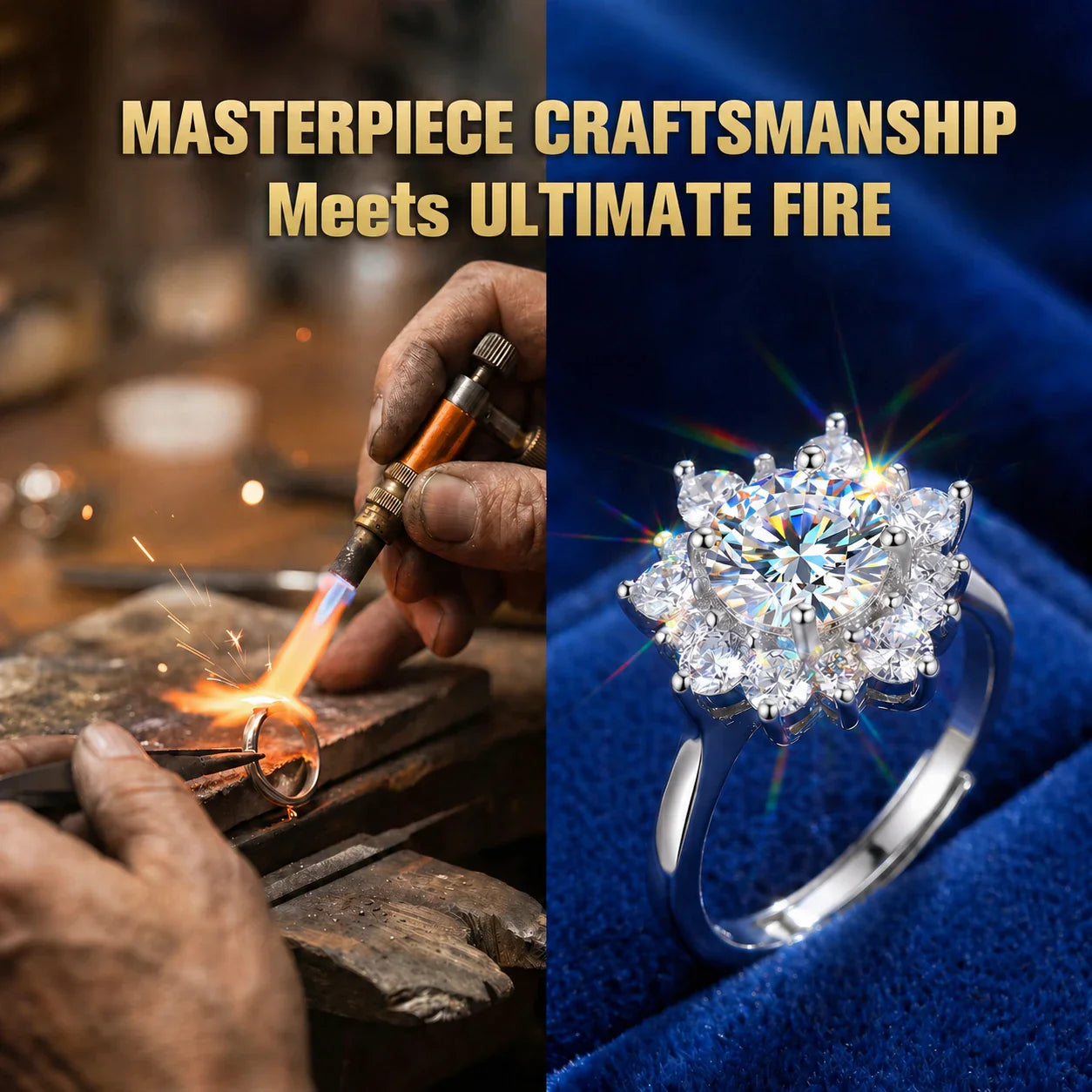 🔥Today Only: 90% OFF-2-Carat Moissanite Sunflower Halo Adjustable Ring