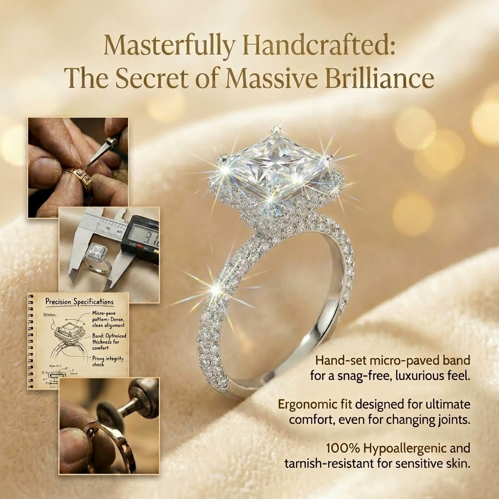 🔥 LAST DAY 90% OFF: Timeless Maximized Double Halo Flawless 5-Carat Moissanite Ring in 18K White Gold Plated