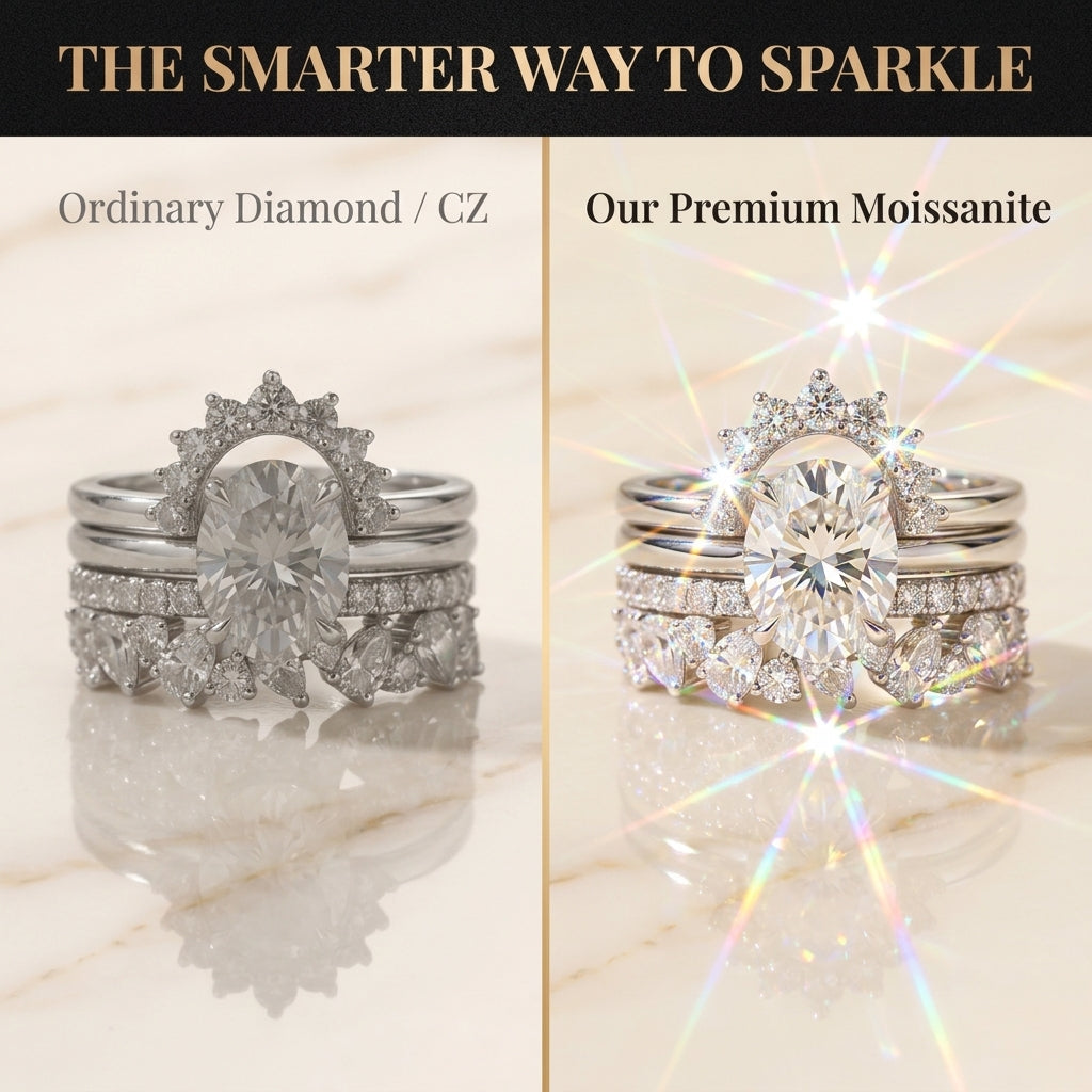 Flawless Brilliance: Oval Moissanite Stackable Statement Ring | 90% OFF Limited Time, Last Day!🔥