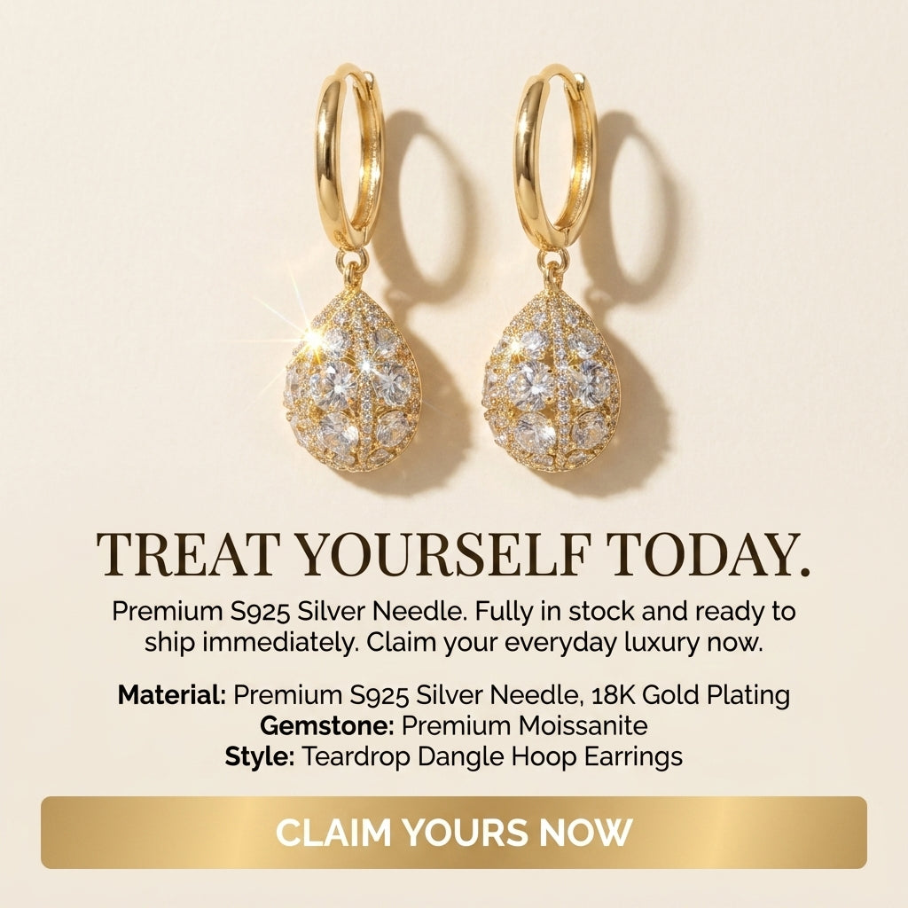 Premium Moissanite Teardrop Dangle Hoop Earrings-Limited Time 90% OFF🔥