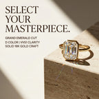 🚨 LAST DAY 90% OFF-2CT Emerald Cut Premium Moissanite Ring - 18K Gold Plated Bezel Setting