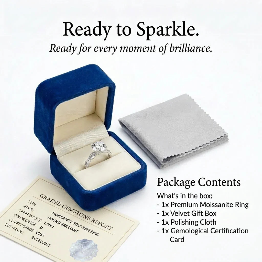 🚨 LAST DAY 90% OFF- Premium 2ct Moissanite Travel Ring - Classic Twisted Band (Passes Diamond Tester)