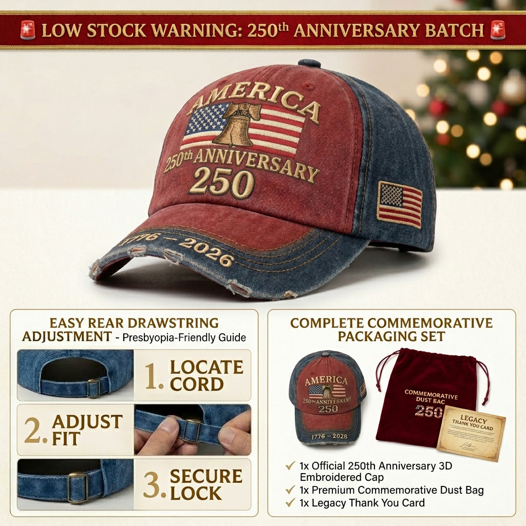 🔥 LAST DAY 90% OFF: Veteran-Backed 3D Embroidery Breathable Anti-Fade 1776-2026 Edition America 250th Anniversary Baseball Cap with Adjustable Back Strap