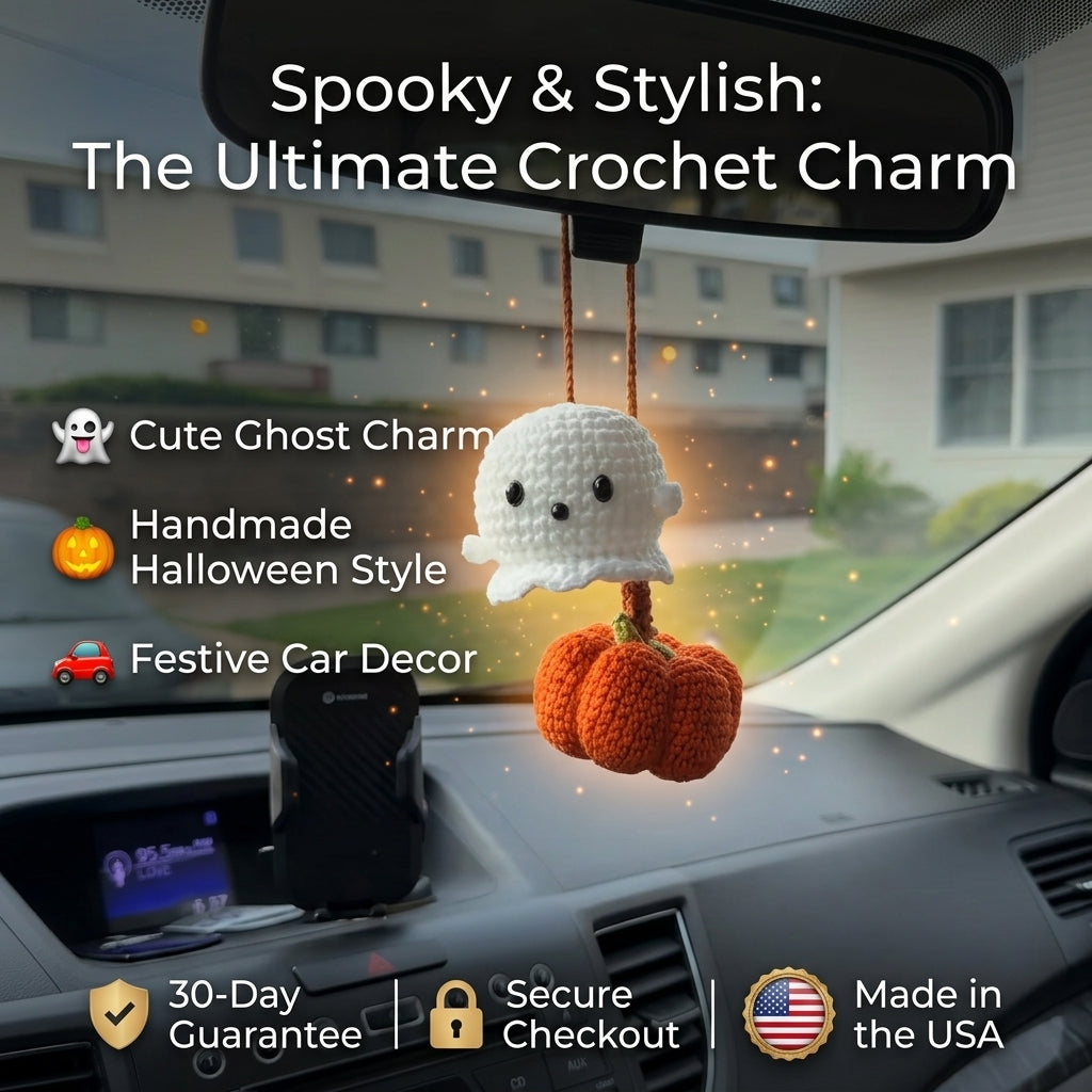 Handmade Crochet Ghost & Pumpkin Charm