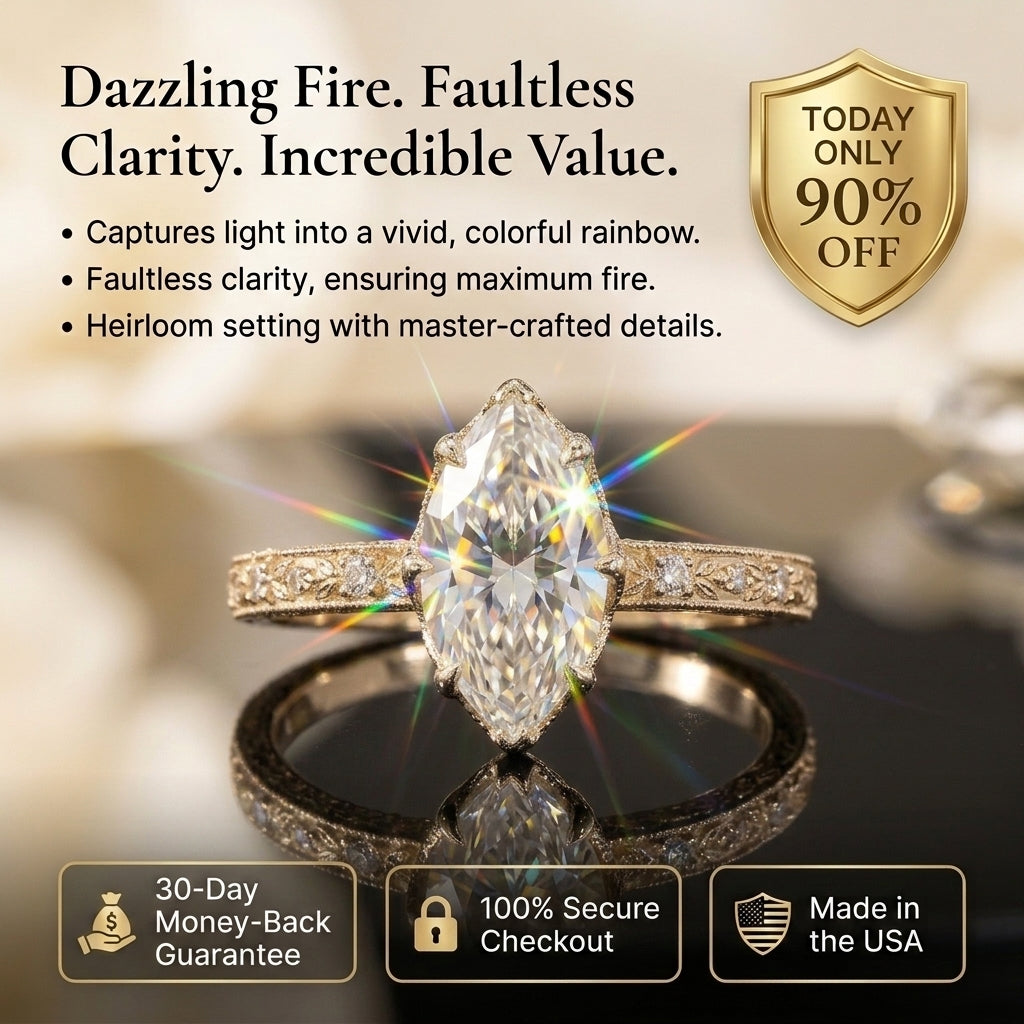 Vintage Floral Setting 3CT Dutch Marquise Moissanite Ring | 90% OFF Limited Time, Last Day!🔥