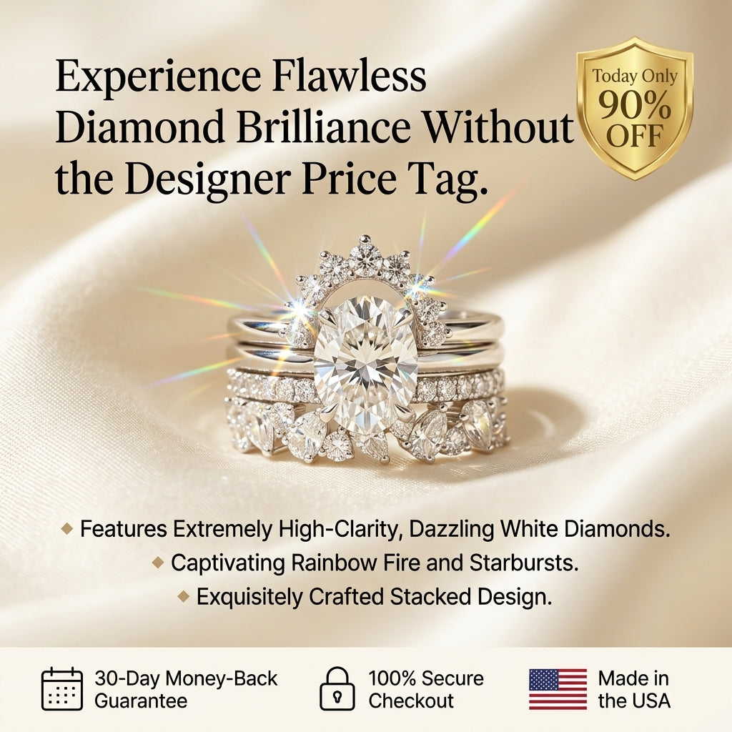 Flawless Brilliance: Oval Moissanite Stackable Statement Ring | 90% OFF Limited Time, Last Day!🔥