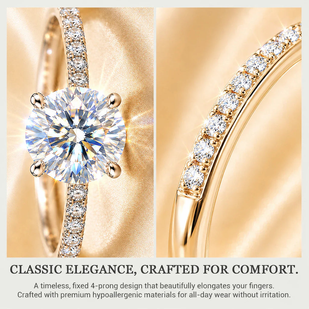 🔥 LAST DAY 90% OFF: Ultimate Brilliance Cut Travel-Safe Flawless 3-Carat Round Hidden Halo Moissanite Ring in 14K White Gold