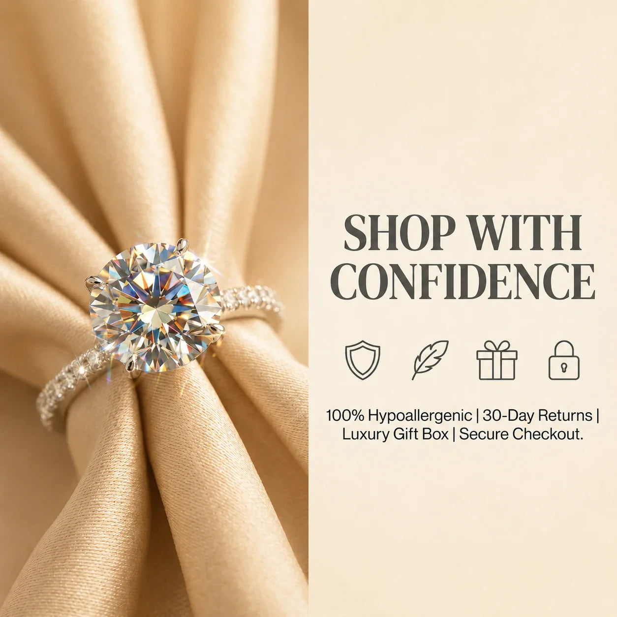 🔥 LAST DAY 90% OFF: Ultimate Brilliance Cut Travel-Safe Flawless 3-Carat Round Hidden Halo Moissanite Ring in 14K White Gold