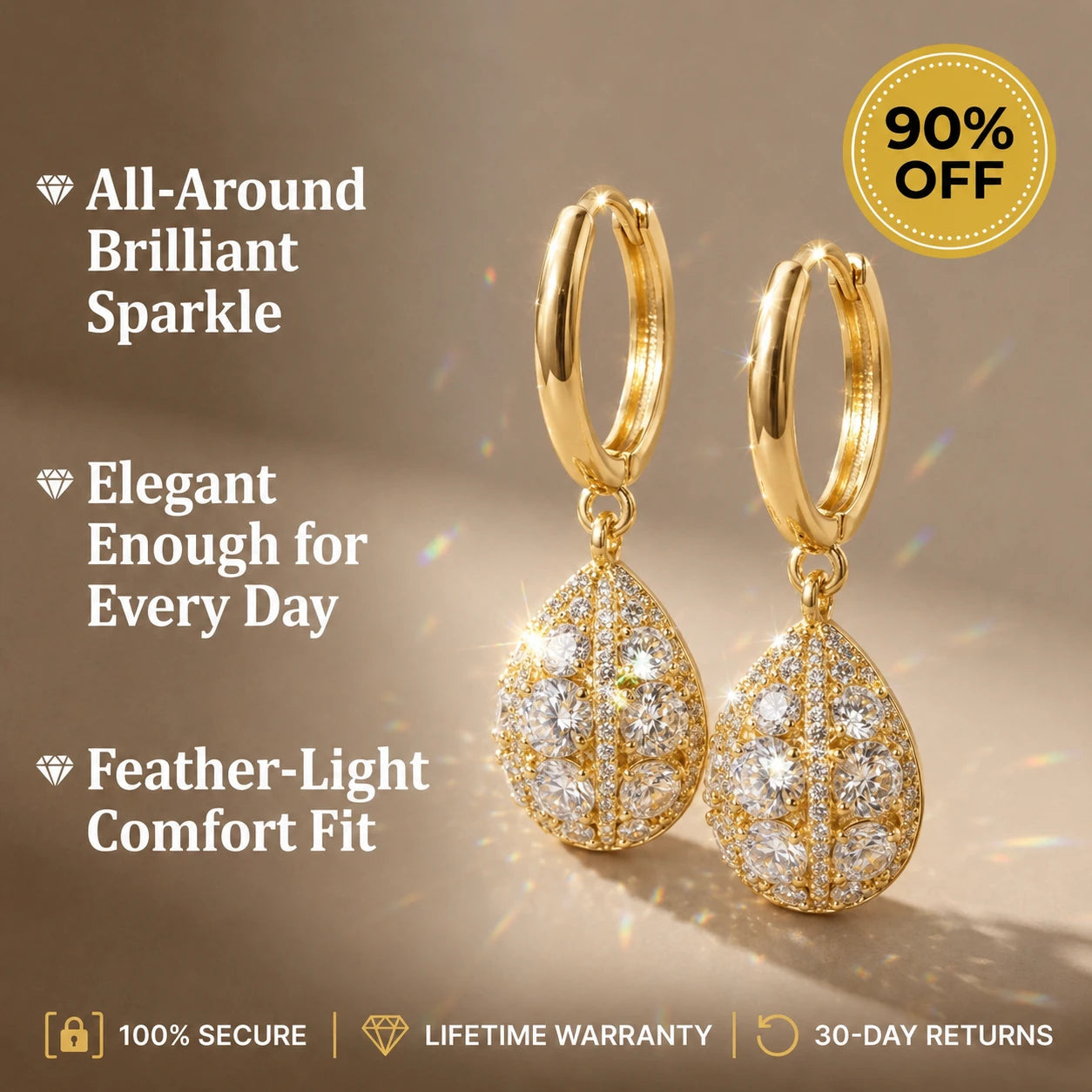 Premium Moissanite Teardrop Dangle Hoop Earrings-Limited Time 90% OFF🔥