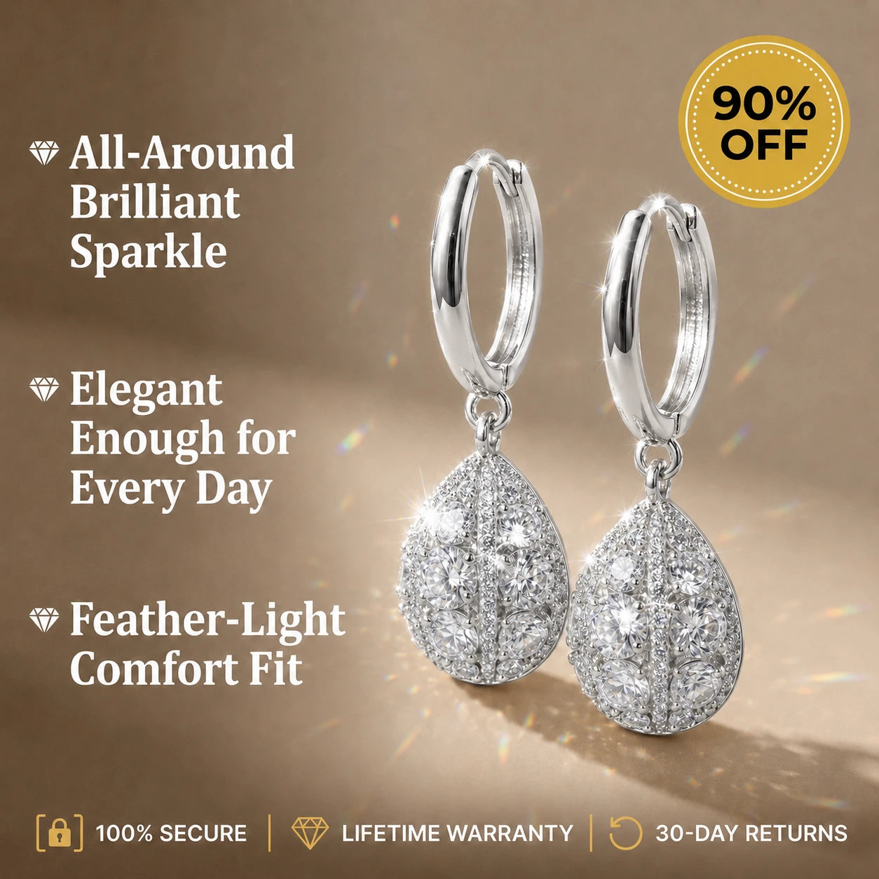 Premium Moissanite Teardrop Dangle Hoop Earrings-Limited Time 90% OFF🔥