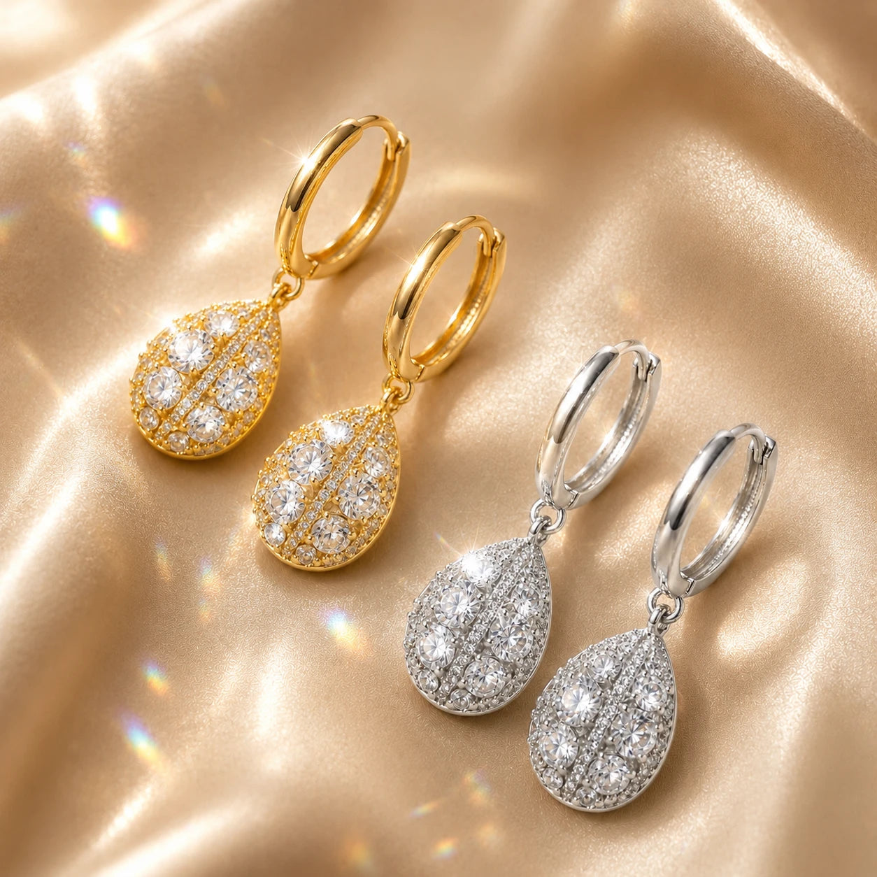 Premium Moissanite Teardrop Dangle Hoop Earrings-Limited Time 90% OFF🔥