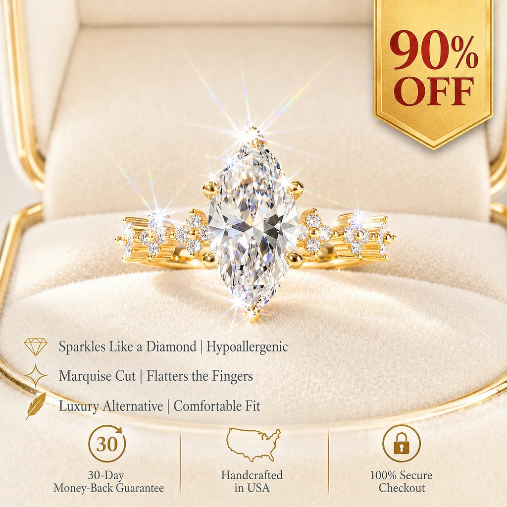 🚨LAST DAY 90% OFF-5ct Marquise Ring - Visually Slims Your Fingers