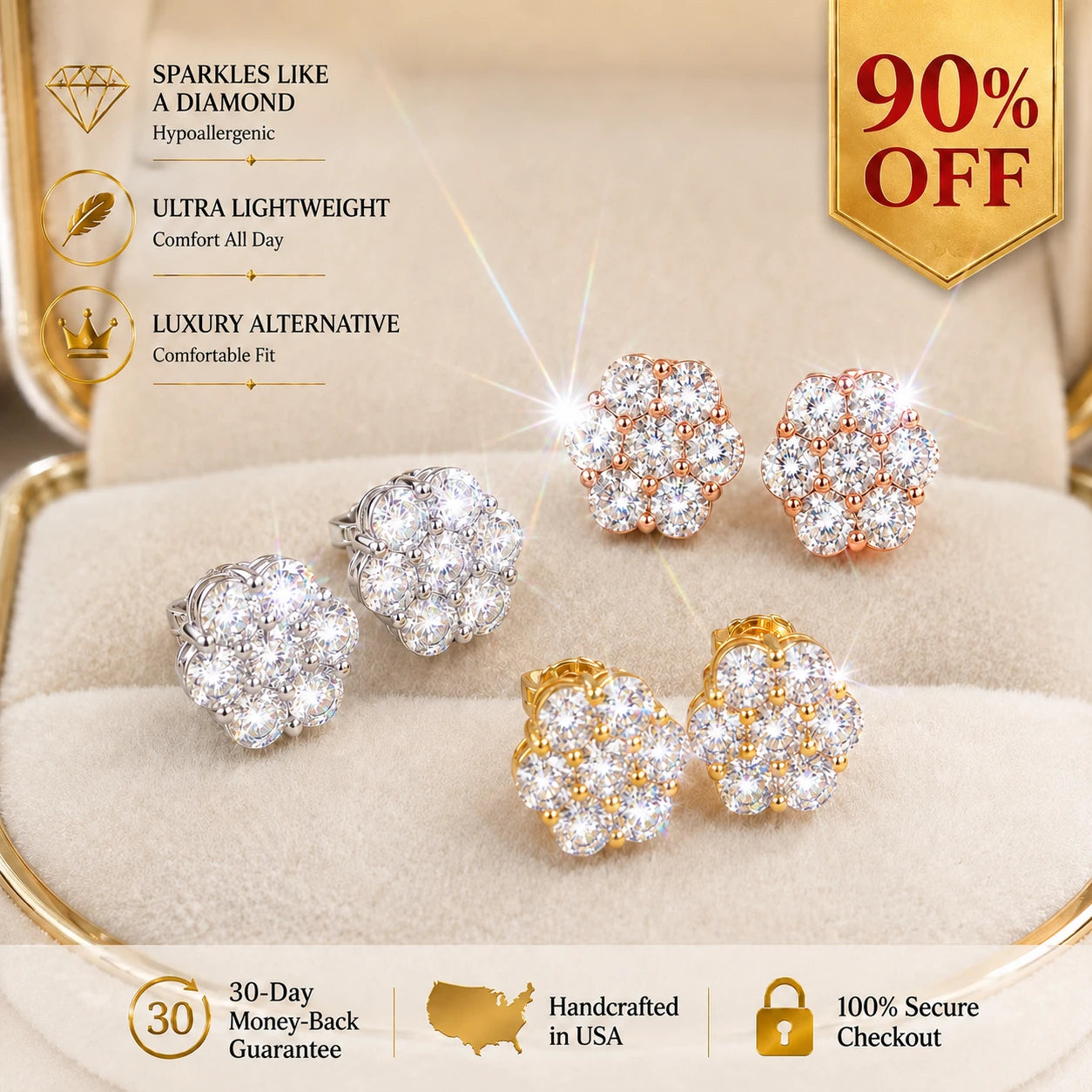 🔥 Final Flash Sale: 90% OFF - The "Zero-Fatigue" Brilliant Cluster Earrings