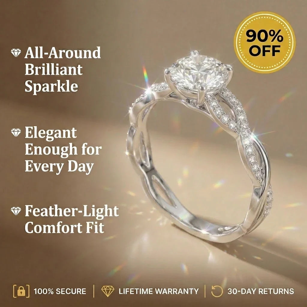 🚨 LAST DAY 90% OFF- Premium 2ct Moissanite Travel Ring - Classic Twisted Band (Passes Diamond Tester)
