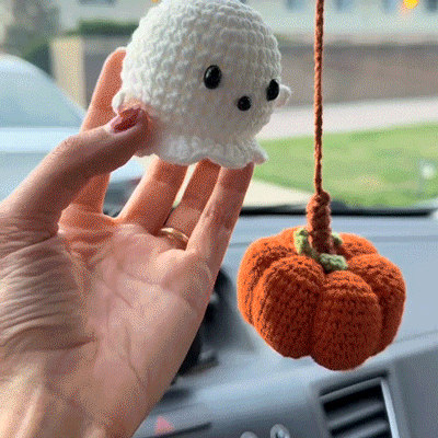 Handmade Crochet Ghost & Pumpkin Charm