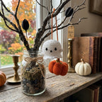 Handmade Crochet Ghost & Pumpkin Charm
