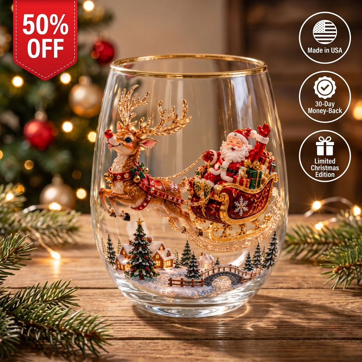 ⏳ Last Day 49% OFF – 3D Christmas Glass, A Magical Holiday Gift for Every Sip