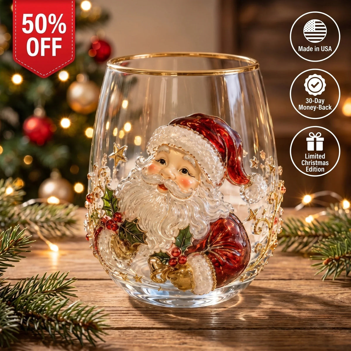 ⏳ Last Day 49% OFF – 3D Christmas Glass, A Magical Holiday Gift for Every Sip