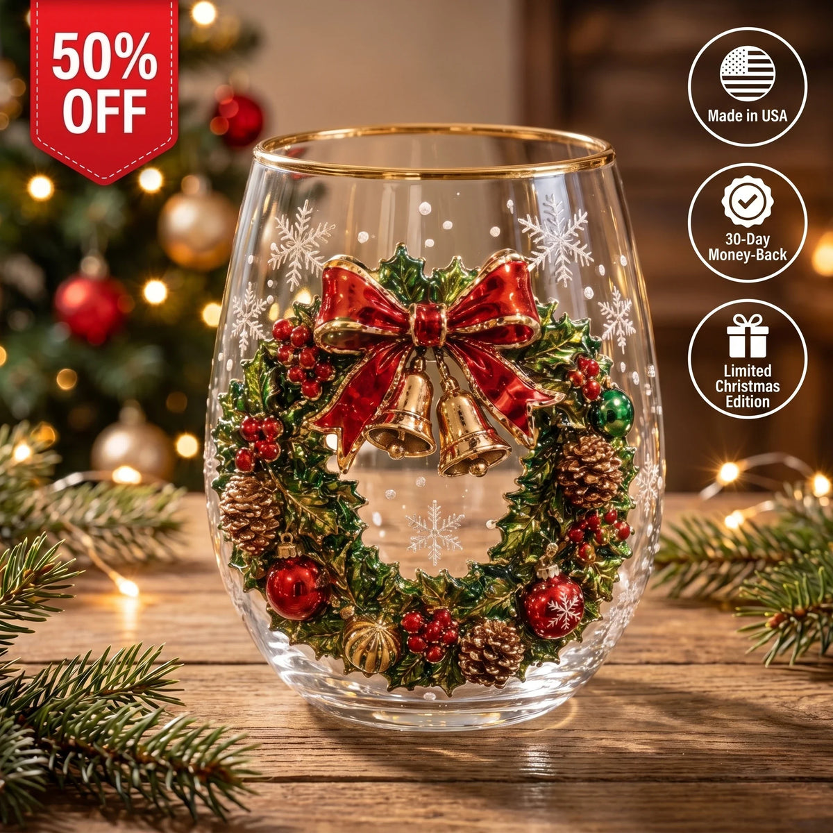 ⏳ Last Day 49% OFF – 3D Christmas Glass, A Magical Holiday Gift for Every Sip